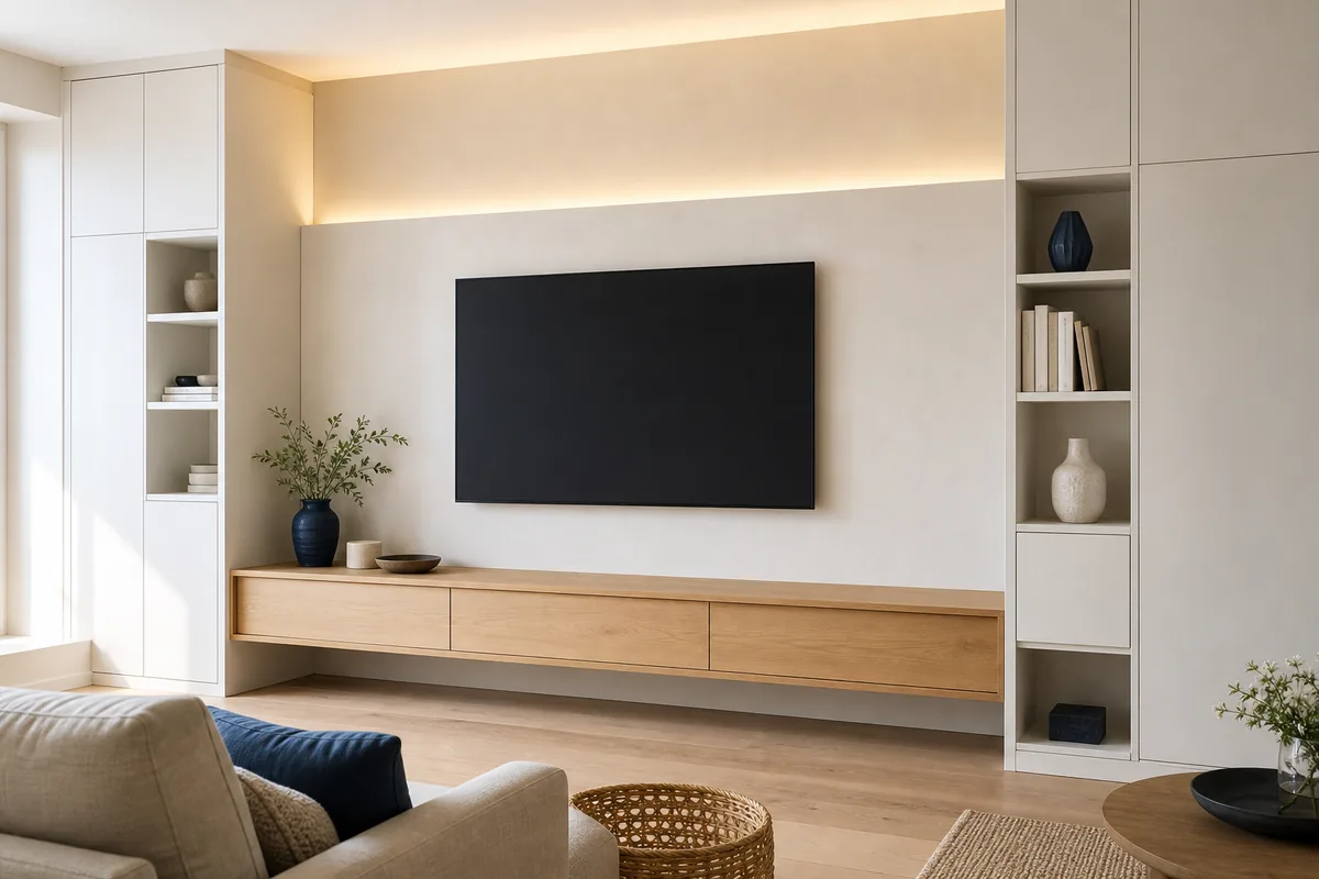 Meuble TV design sur mesure à La Roche-sur-Yon : le plan d'abord
